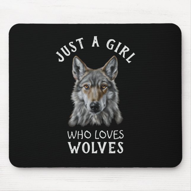 Tapis De Souris Juste une fille qui aime les loups (Devant)