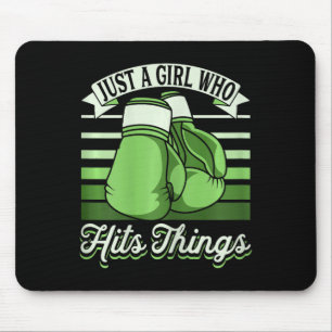 Tapis De Souris Juste une fille qui frappe des choses Kickboxeuse