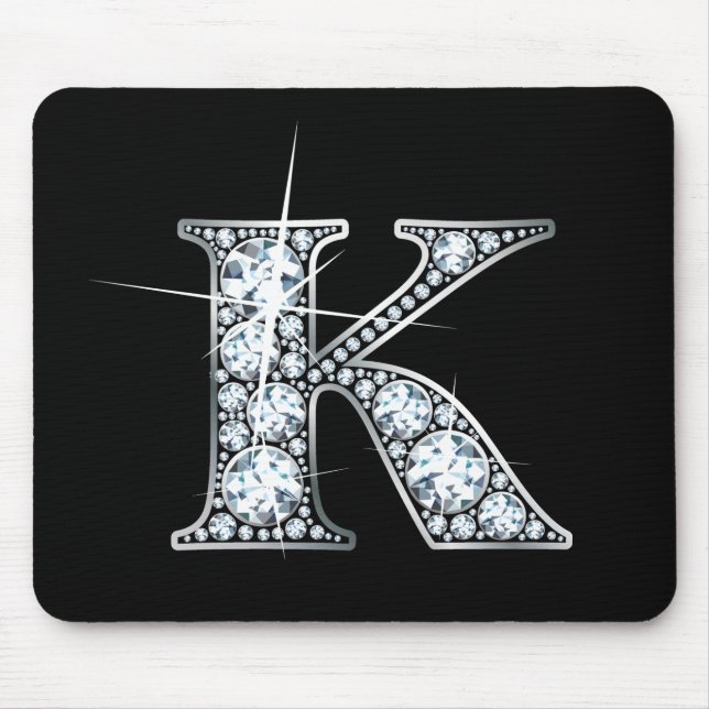 Tapis De Souris "K" Faux-"Diamond Bling" Mousepad (Devant)