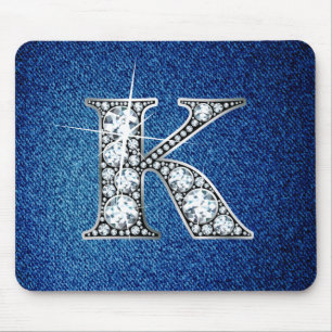 Tapis De Souris K Faux-"Diamond Bling" sur Denim Mousepad
