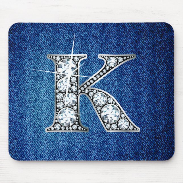 Tapis De Souris K Faux-"Diamond Bling" sur Denim Mousepad (Devant)