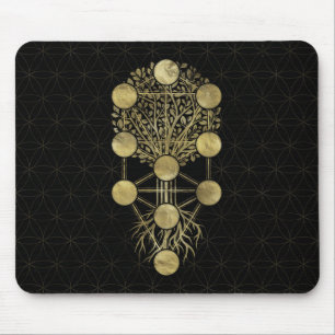 Tapis De Souris Kabbalah l'arbre de l'or de la vie sur le noir