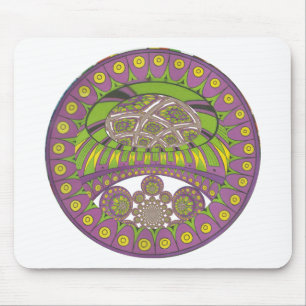Tapis De Souris Kaleidoscope africain violet et jaune traditionnel