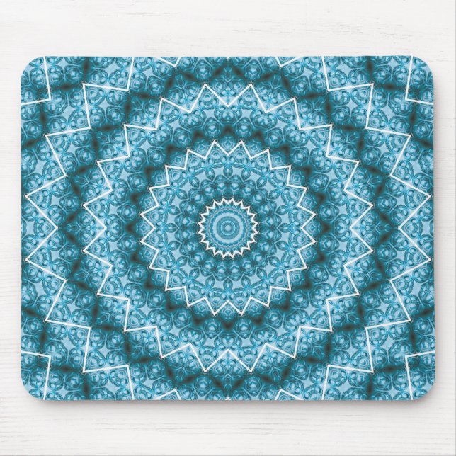 Tapis De Souris Kaleidoscope bleu clair / Mandala (Devant)
