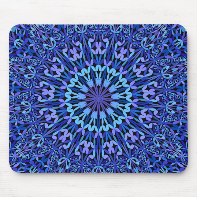 Tapis De Souris Kaleidoscope bleu Petal Mandala (Devant)
