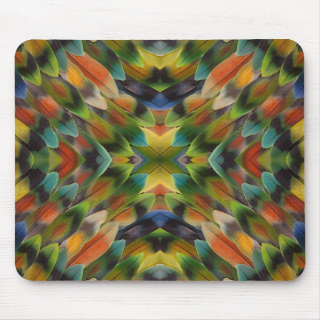 Tapis De Souris Kaléidoscope de plumes d'inséparable (Devant)