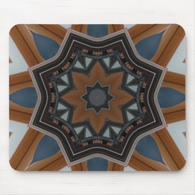 Tapis De Souris Kaléidoscope étoile marron (Devant)