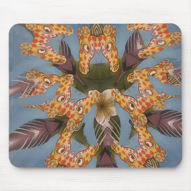 Tapis De Souris Kaleidoscope Giraffe Mandala : Safari Art Abstrait (Devant)