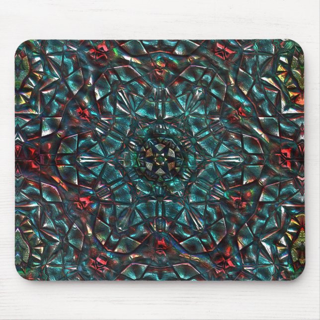 Tapis De Souris Kaleidoscope style old metal chrome blue green to  (Devant)