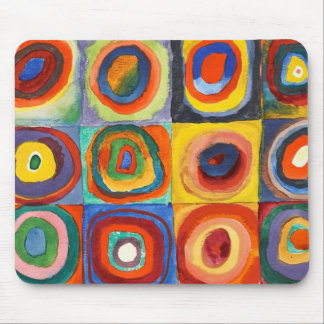 Tapis De Souris Kandinsky - Carrés aux cercles concentrés