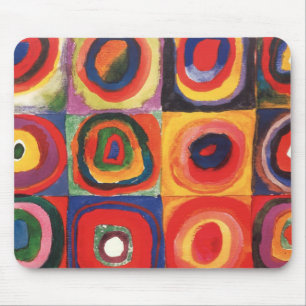 Tapis De Souris Kandinsky Farbstudie Cercles Carré Quadrate Art