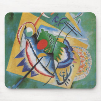Tapis De Souris Kandinsky rouge ovale Abstraite oeuvre d'art vert