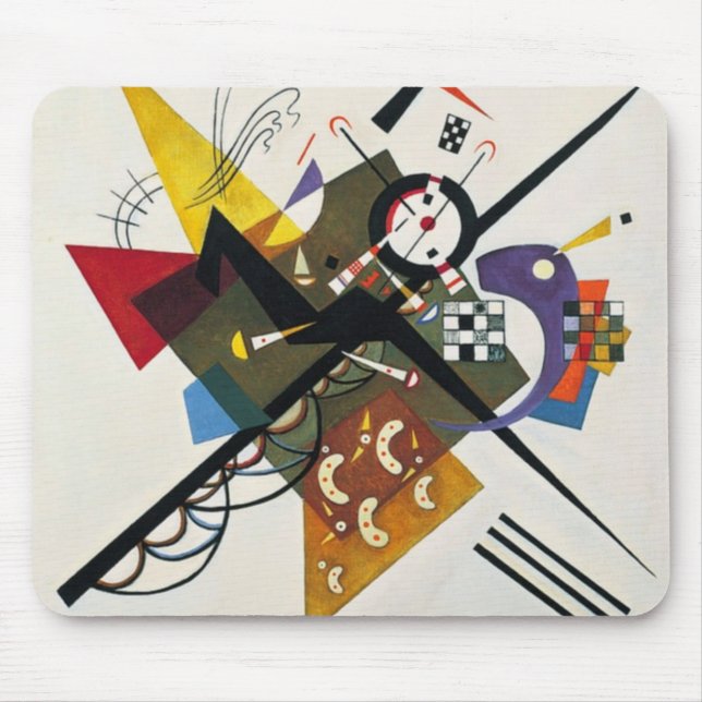 Tapis De Souris Kandinsky Sur Blanc Deux Peintures Abstraites (Devant)