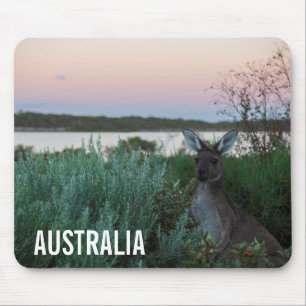 Tapis De Souris Kangaroo Wildlife Sunset Lake Australie