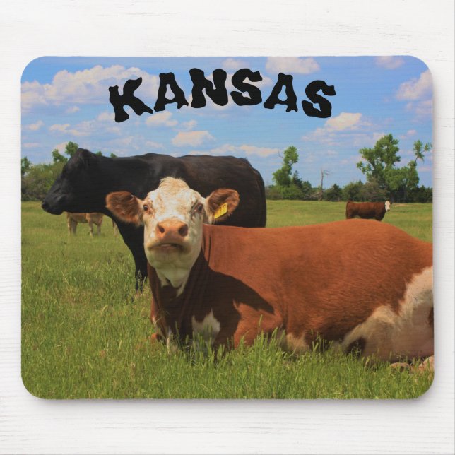 Tapis De Souris Kansas Hereford et Angus Cows Mouse Pad (Devant)