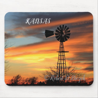 Tapis de souris Kansas Noël Moulin à vent Coucher