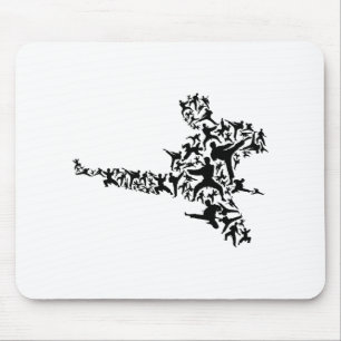Tapis De Souris Karaté Arts Martiaux Coup de Pied Volant Boxe Kick