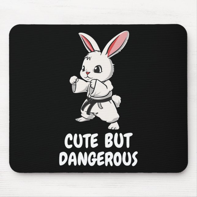 Tapis De Souris Karate Bunny Mignonne Mais Dangereux Funky Martial (Devant)