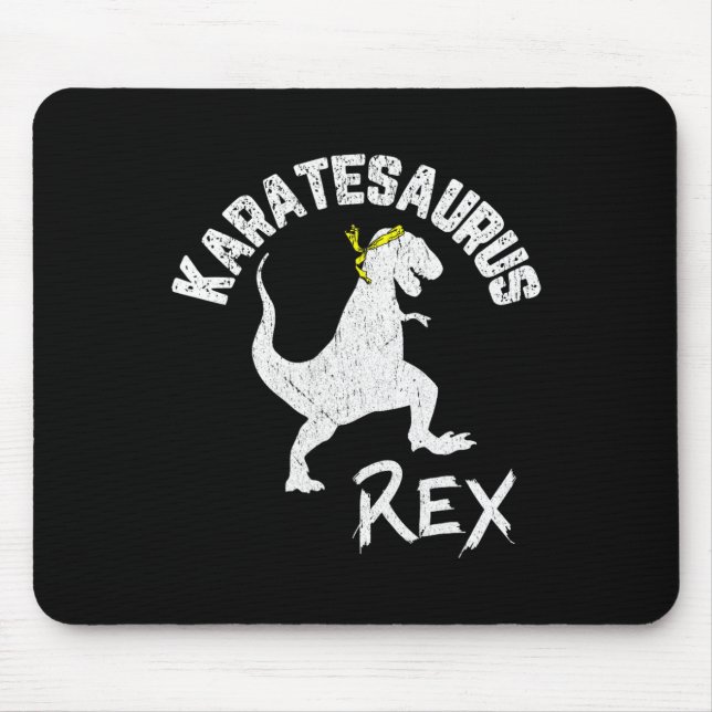 Tapis De Souris Karate Karatesaurus Rex Dinosaur Funny Martial Art (Devant)