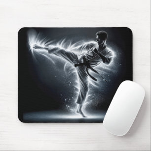 Tapis De Souris Karate Man Avec Neon Energy Light Trails