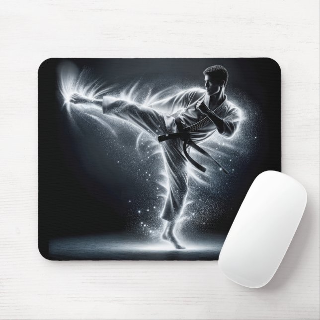 Tapis De Souris Karate Man Avec Neon Energy Light Trails (Avec souris)