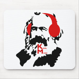 TAPIS DE SOURIS KARL MARX AVEC DES ÉCOUTEURS