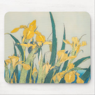 Tapis De Souris Katsushika Hokusai - Grasshopper et Iris