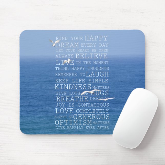 Tapis De Souris Kauai Hawaii Ocean Birds Citations inspirantes (Avec souris)