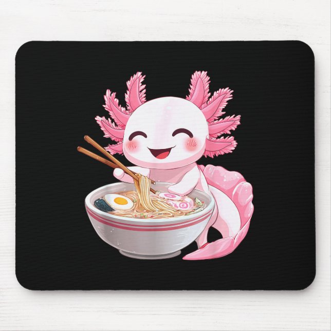 Tapis De Souris Kawaii Anime Axolotl Ramen  (Devant)