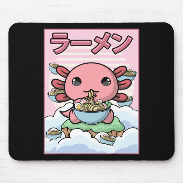 Tapis De Souris Kawaii Anime Axolotl Ramen Noodle Femmes garçons G (Devant)