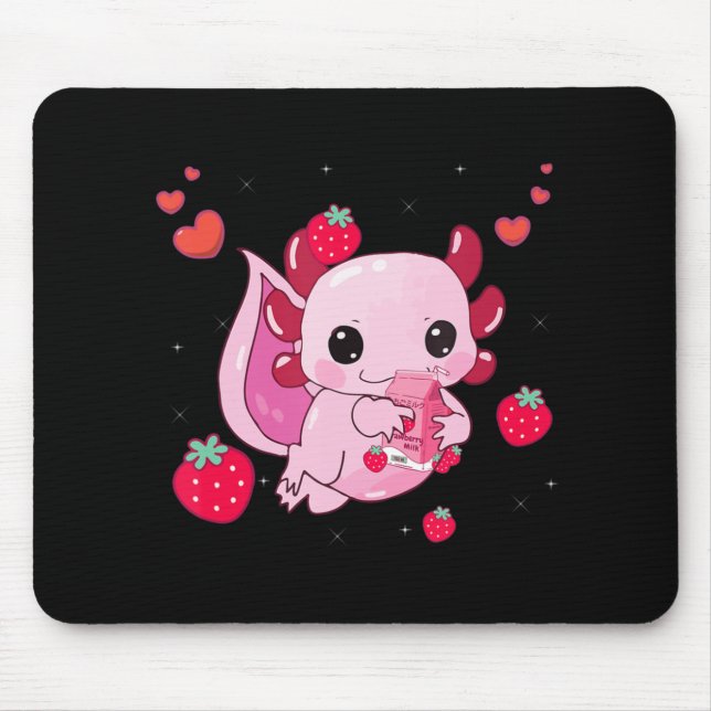 Tapis De Souris Kawaii Axolotl Lait fraise Shake Anime Gift Gi (Devant)