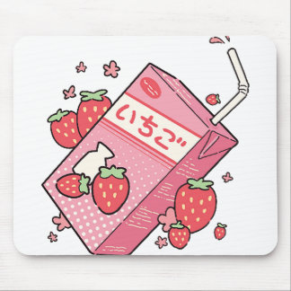 Tapis De Souris Kawaii Boîte à jus de fraise japonaise