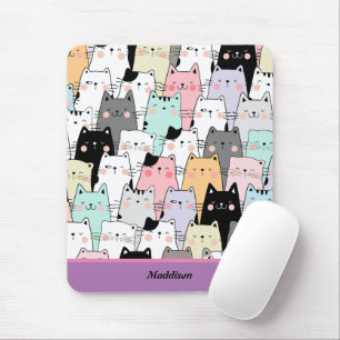 Tapis De Souris Kawaii Cat Motif Nom personnalisable