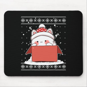 Tapis De Souris Kawaii Chat Dans Une Boîte Noël Mignonne Anime Ado
