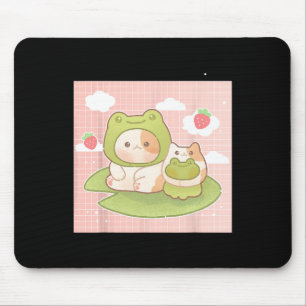Tapis De Souris Kawaii Chat Frog fraise Retro 90s Cottagecore A
