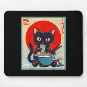 Tapis De Souris Kawaii Chat Manger Ramen nouilles Drôle Anime Fill