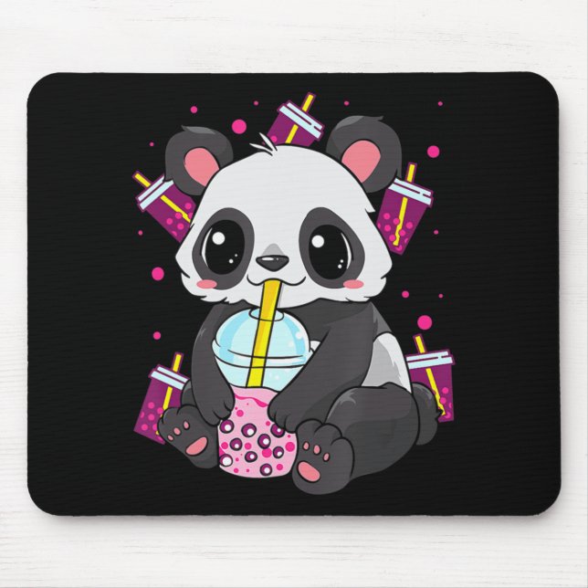 Tapis De Souris Kawaii Cute Anime Panda Boba Buble Tea Otaku Homme (Devant)