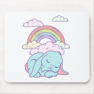 Tapis De Souris Kawaii Cute Cartoon Lapin Lapin Lapin Arc en ciel
