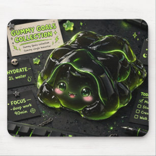Tapis de souris Kawaii en gelée néon noir