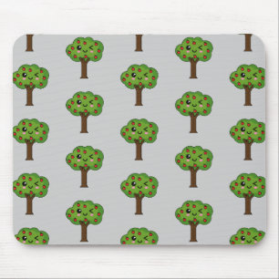Tapis De Souris Kawaii Joyeux Pommier À Voie