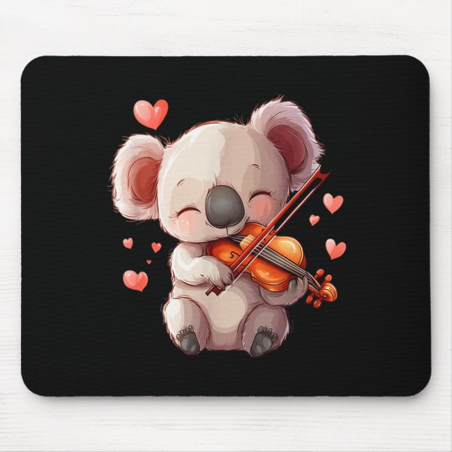 Tapis De Souris Kawaii Koala Playing Violin Graphic For Valentines (Devant)