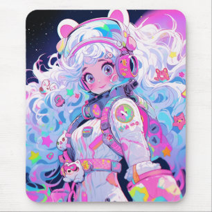 Tapis De Souris Kawaii Moe Pastel Astronaut spatial Anime Girl