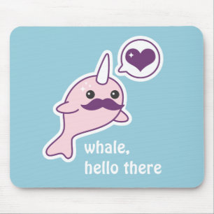 Tapis De Souris Kawaii Narwhal avec la moustache