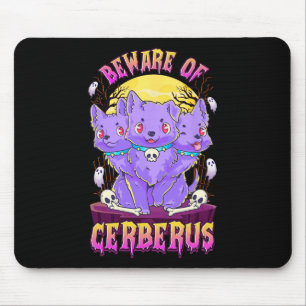 Tapis De Souris Kawaii Pastel Goth mignon Chien Déplaisant 3-Tête