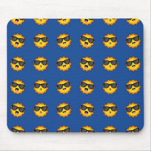 Tapis De Souris Kawaii Soleil avec lunettes de soleil Joyeux visag