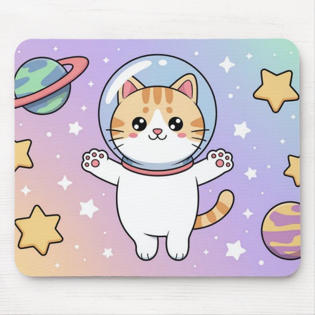 Tapis De Souris Kawaii Space Cat Astronaut Mouse Pad (Devant)