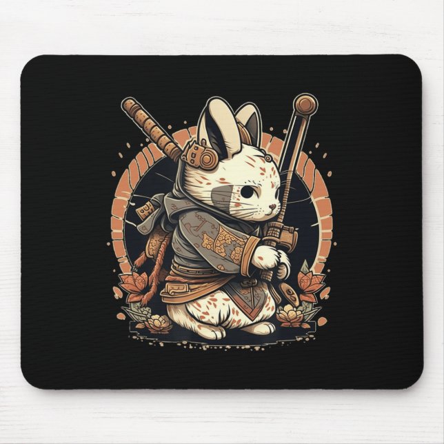 Tapis De Souris Kawaii Style japonais Samurai Bunny Anime (Devant)