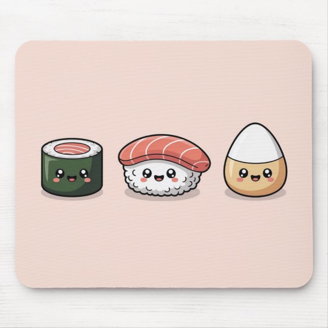 Tapis de souris Kawaii Sushi Friends (Devant)