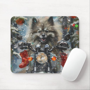 Tapis De Souris Keeshond chien équitation moto Noël
