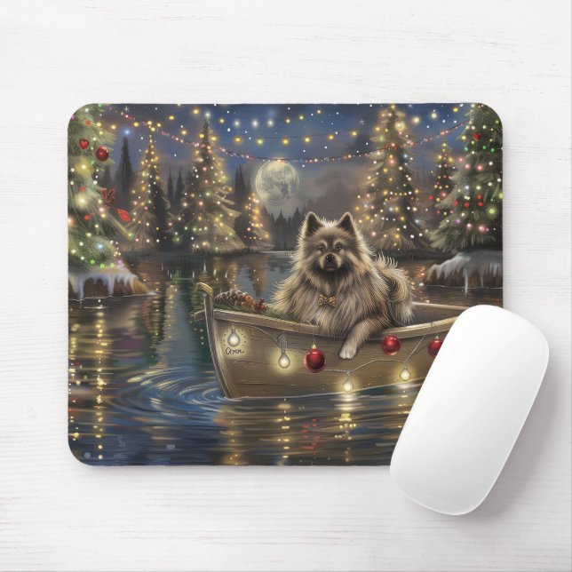 Tapis De Souris Keeshond Noël Festive Voyage (Avec souris)